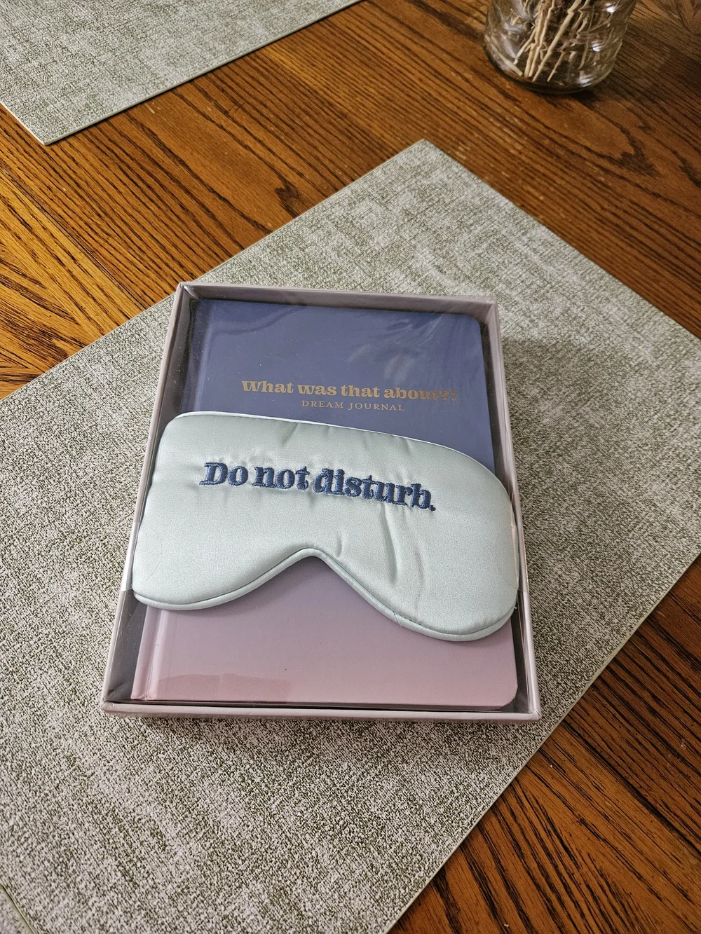 Do Not Disturb Light Green Sleep Mask with Dream Journal